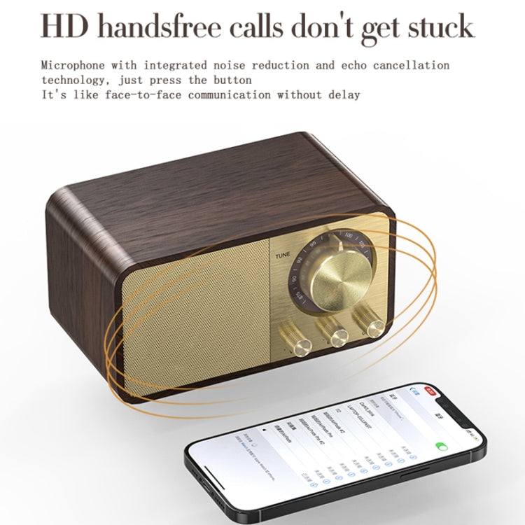 OneDer JY-66 Wooden Wireless BT5.0 Retro Classic Speaker FM Radio Support TF / U-Disk / AUX - Apple Accessories by OneDer | Online Shopping UK | buy2fix