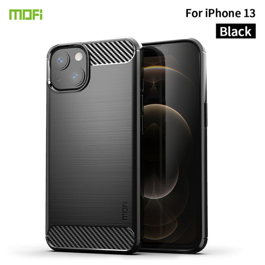 For iPhone 13 MOFI Gentleness Series Brushed Texture Carbon Fiber Soft TPU Case (Black) by MOFI