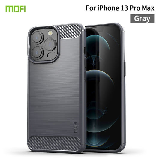 For iPhone 13 Pro Max MOFI Gentleness Series Brushed Texture Carbon Fiber Soft TPU Case (Gray) by MOFI