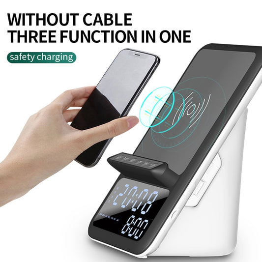 AEC BT512 Multifunctional Bluetooth Speaker 10W Wireless Charger LED Desktop Electronic Alarm Clock by AEC