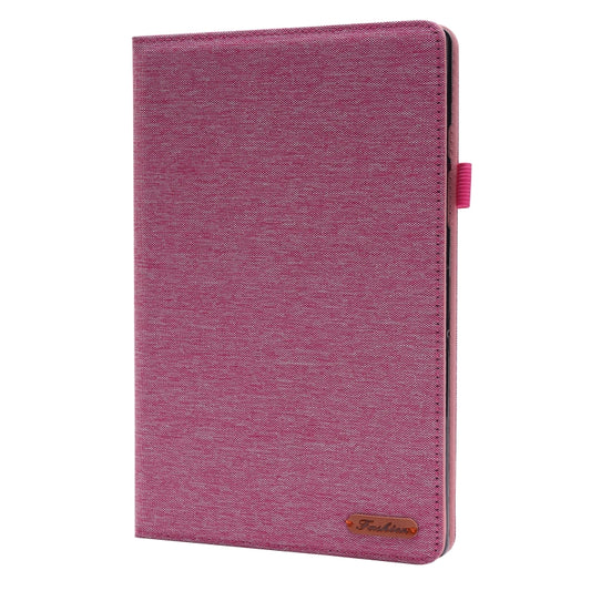For Samsung Galaxy Tab A8 10.5 2021 Horizontal Flip Fabric PU Leather Tablet Case with Card Slots & Holder(Rose Red) by buy2fix