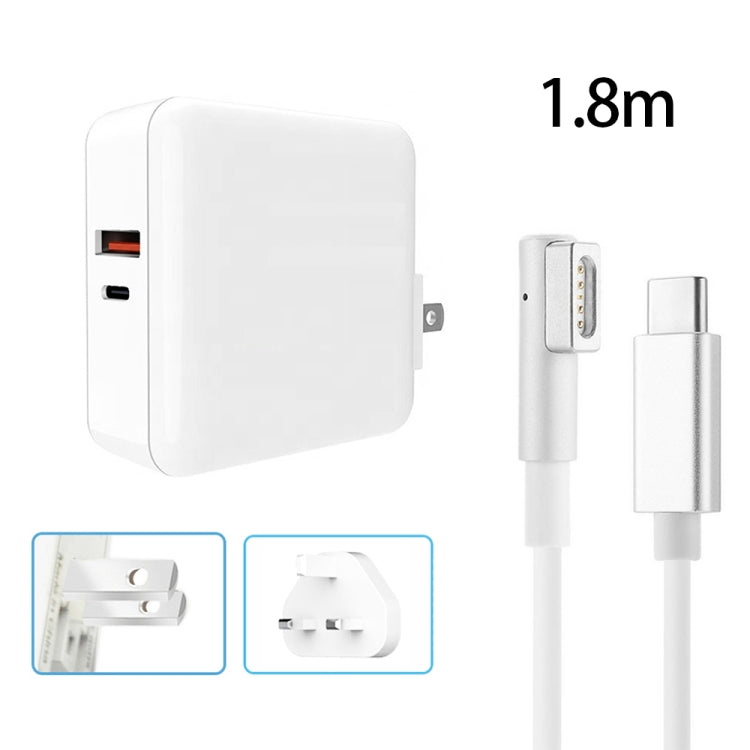 A6 PD 65W USB-C / Type-C + QC3.0 USB Laptop Adapter + 1.8m USB-C / Type-C to MagSafe 1 / L Data Cable Set for MacBook Series, US Plug + UK Plug - Cable & Adapter by buy2fix | Online Shopping UK | buy2fix