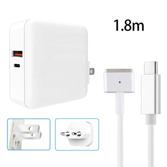A6 PD 65W USB-C / Type-C + QC3.0 USB Laptop Adapter + 1.8m USB-C / Type-C to MagSafe 2 / T Data Cable Set for MacBook Series, US Plug + EU Plug - Cable & Adapter by buy2fix | Online Shopping UK | buy2fix