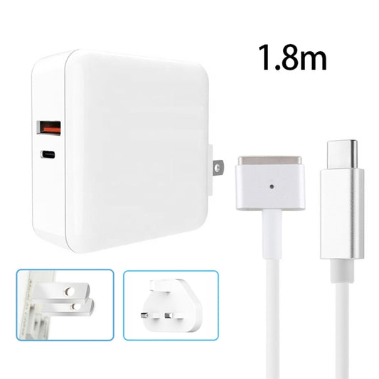 A6 PD 65W USB-C / Type-C + QC3.0 USB Laptop Adapter + 1.8m USB-C / Type-C to MagSafe 2 / T Data Cable Set for MacBook Series, US Plug + UK Plug - Cable & Adapter by buy2fix | Online Shopping UK | buy2fix