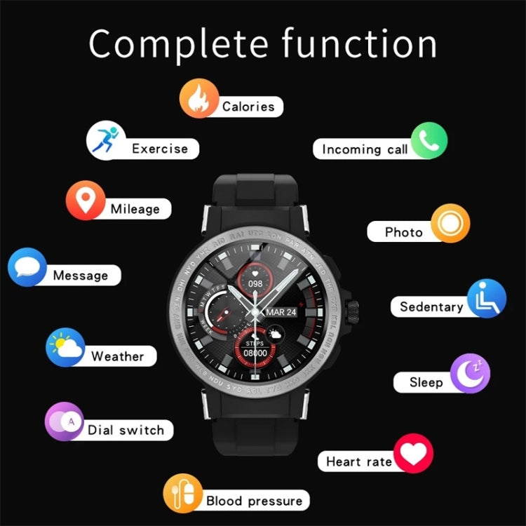 E19 1.28 inch Color Screen Smart Watch, IP68 Waterproof,Support Heart Rate Monitoring/Blood Pressure Monitoring/Blood Oxygen Monitoring/Sleep Monitoring(Black) - Smart Wear by buy2fix | Online Shopping UK | buy2fix