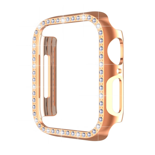 ENKAY Hat-Prince Electroplate PC Diamond Watch Case + Full Coverage Curved PET Screen Protector Film For Apple Watch Series 9 / 8 / 7 41mm(Rose Gold) by ENKAY