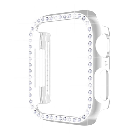 ENKAY Hat-Prince Electroplate PC Diamond Watch Case + Full Coverage Curved PET Screen Protector Film For Apple Watch Series 9 / 8 / 7 41mm(Silver) by ENKAY