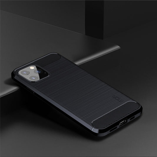 For iPhone 12 Pro Max MOF Gentleness Series Brushed Texture Carbon Fiber Soft TPU Case(Blue) by MOFI