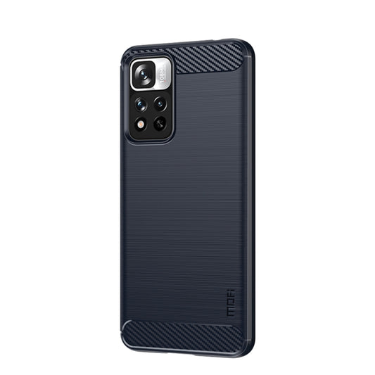 For Xiaomi Redmi Note11 Pro / Note 11 Pro+ MOFI Gentleness Series Brushed Texture Carbon Fiber Soft TPU Phone Case(Blue) by MOFI