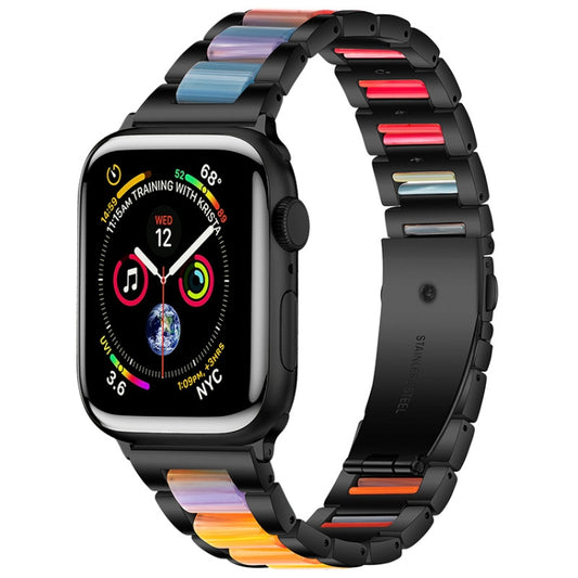 Metal + Resin Watch Band For Apple Watch Ultra 49mm&Watch Ultra 2 49mm / Series 9&8&7 45mm / SE 3&SE 2&6&SE&5&4 44mm / 3&2&1 42mm(Black Color) by buy2fix