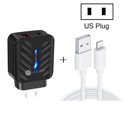 PD03 20W PD3.0 + QC3.0 USB Charger with USB to 8 Pin Data Cable, US Plug(White) - Apple Accessories by buy2fix | Online Shopping UK | buy2fix