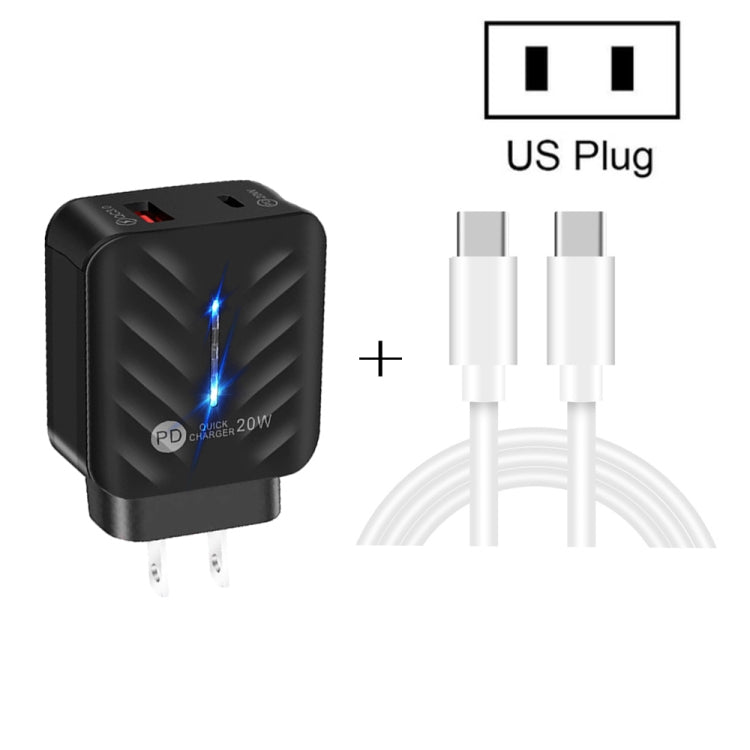 PD03 20W PD3.0 + QC3.0 USB Charger with Type-C to Type-C Data Cable, US Plug(White) - Mobile Accessories by buy2fix | Online Shopping UK | buy2fix