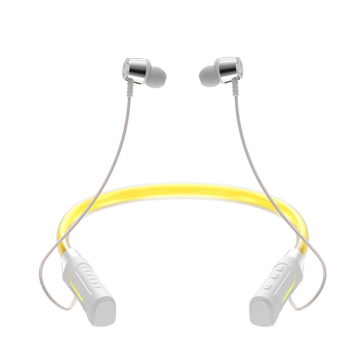 JG4 Flashing LED Neck-mounted Stereo Bluetooth Wireless Earphone(White) - Neck-mounted Earphone by buy2fix | Online Shopping UK | buy2fix