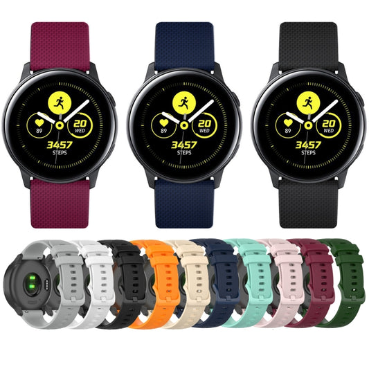 For Samsung Galaxy Watch Active 2 40mm / 44mm 20mm Checkered Silicone Watch Band(Pink) by buy2fix