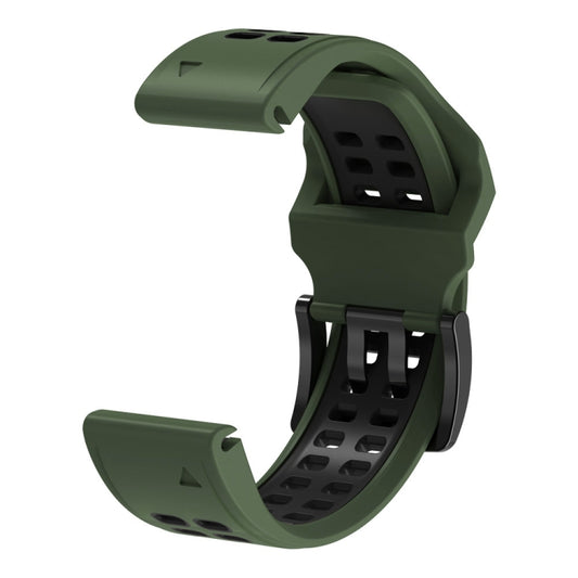 For Garmin Fenix 7X 26mm Two-Color Two-Hole Silicone Quick Release Watch Band(Army Green Black) by buy2fix