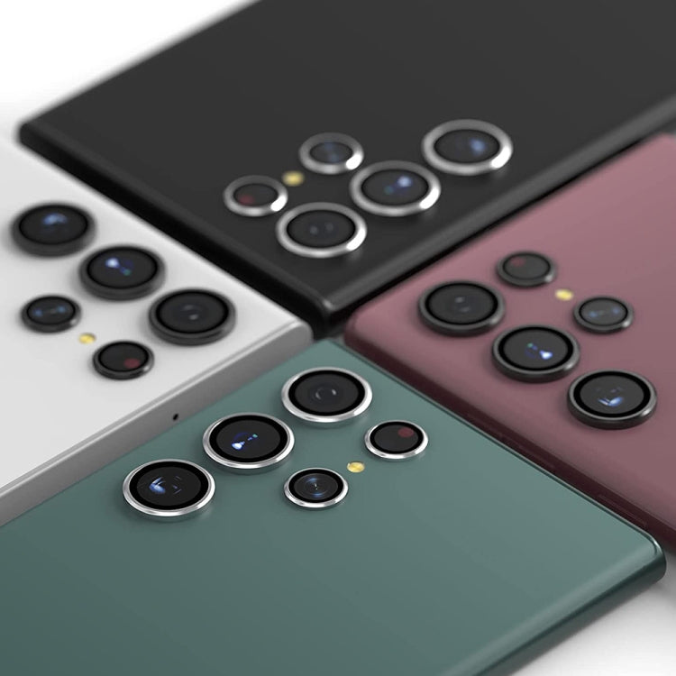 For Samsung Galaxy S22 Ultra 5G ENKAY Aluminium Alloy + Tempered Glass Camera Lens Cover(Silver) by ENKAY