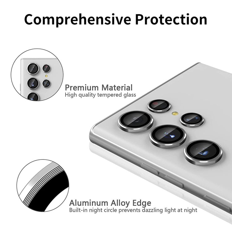 For Samsung Galaxy S22 Ultra 5G ENKAY Aluminium Alloy + Tempered Glass Camera Lens Cover(Black) - Samsung Accessories by ENKAY | Online Shopping UK | buy2fix
