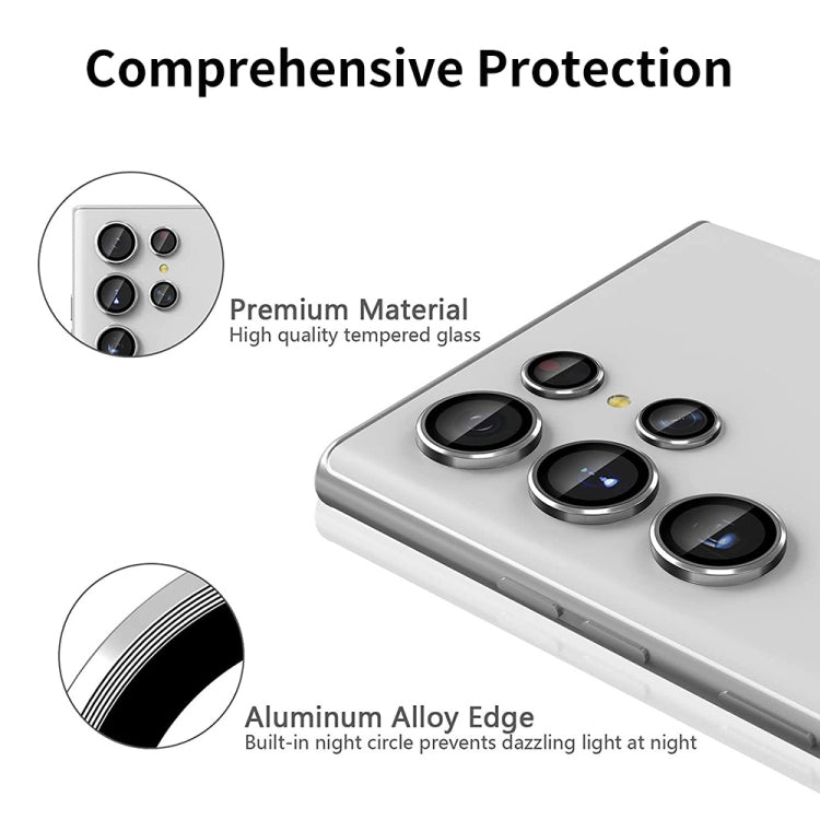 For Samsung Galaxy S22 Ultra 5G ENKAY Aluminium Alloy + Tempered Glass Camera Lens Cover(Silver) by ENKAY