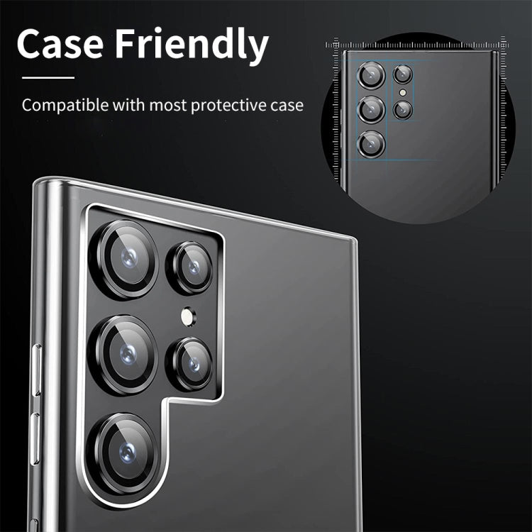 For Samsung Galaxy S22 Ultra 5G ENKAY Aluminium Alloy + Tempered Glass Camera Lens Cover(Silver) by ENKAY