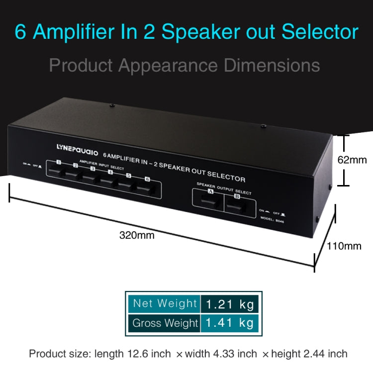 6 In 2 Out 300W Power Amplifier Switcher Loudspeaker Switch Distribute Device - Consumer Electronics by buy2fix | Online Shopping UK | buy2fix