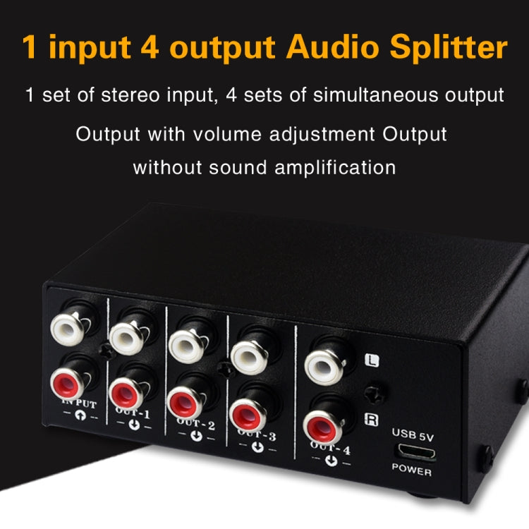 1 In 4 Out Audio Frequency Signal Distribute Device Non Consumption Output RCA Interface - Consumer Electronics by buy2fix | Online Shopping UK | buy2fix
