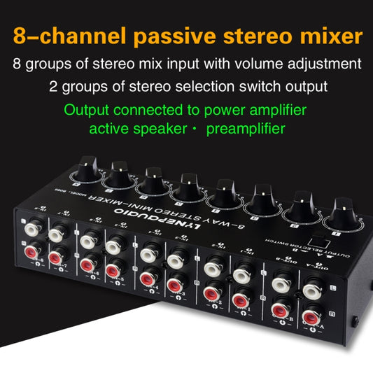 B066 Mini Stereo 8 Channel RCA Non Source Sound Passive Mixer, No Power Supply by buy2fix