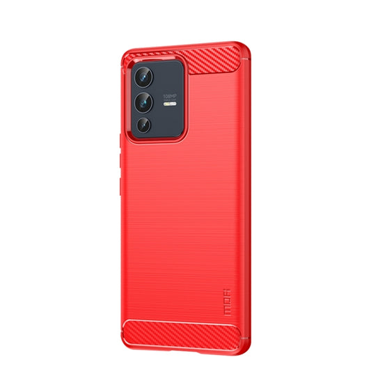 For vivo V23 5G/S12 MOFI Gentleness Series Brushed Texture Carbon Fiber Soft TPU Phone Case(Red) by MOFI