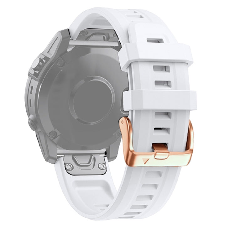 For Garmin Fenix 6S 20mm Rose Gold Buckle Silicone Watch Band(White) by buy2fix