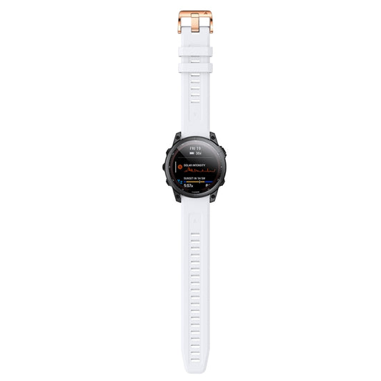 For Garmin Fenix 5S 20mm Rose Gold Buckle Silicone Watch Band(White) by buy2fix