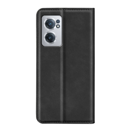 For OnePlus Nord CE 2 5G Retro-skin Magnetic Suction Leather Phone Case(Black) - OnePlus Cases by buy2fix | Online Shopping UK | buy2fix