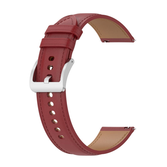 For Garmin Vivoactive 3 Embossed Genuine Leather Watch Band(Red) by buy2fix