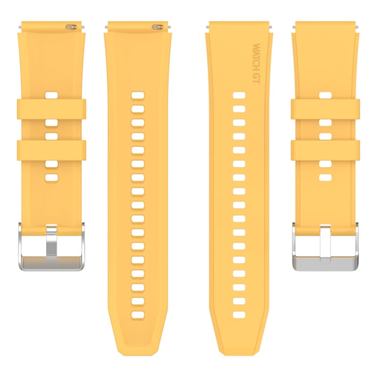 For Huawei Watch GT 3 Pro 43mm 20mm Protruding Head Silver Buckle Silicone Watch Band(Yellow) by buy2fix