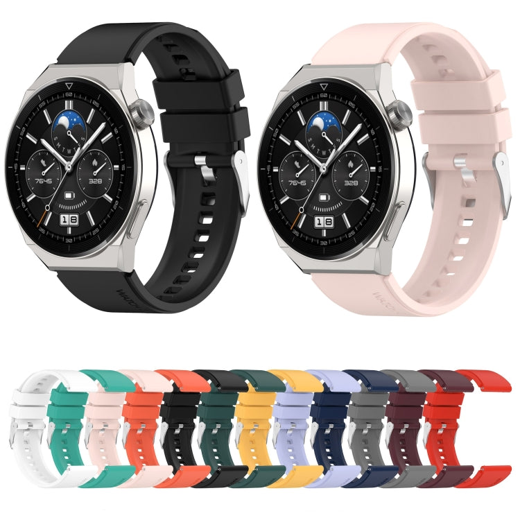 For Huawei Watch GT 3 Pro 43mm 20mm Protruding Head Silver Buckle Silicone Watch Band(Yellow) by buy2fix