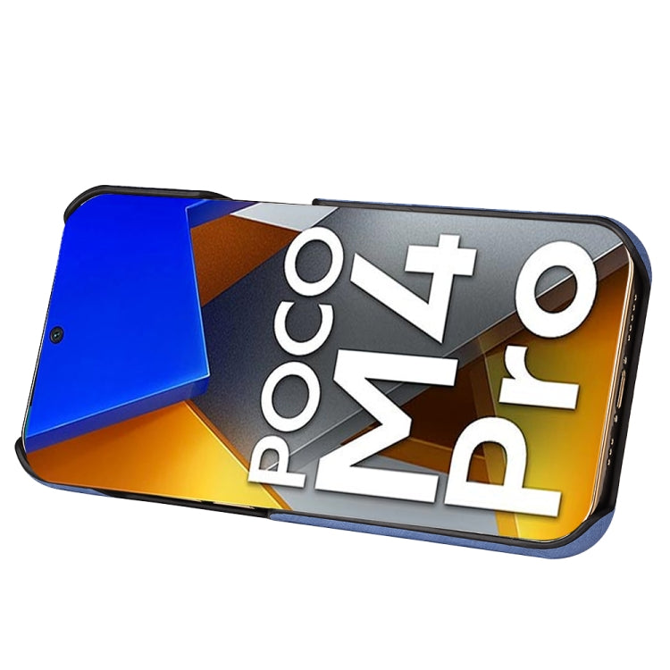 For Xiaomi Poco M4 Pro 4G Ring Holder Honeycomb PU Phone Case(Light Blue) by buy2fix