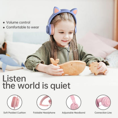 EP08 Cute Cat Ear Child Music Stereo Wired Headset with Mic(Pink) - Apple Accessories by buy2fix | Online Shopping UK | buy2fix