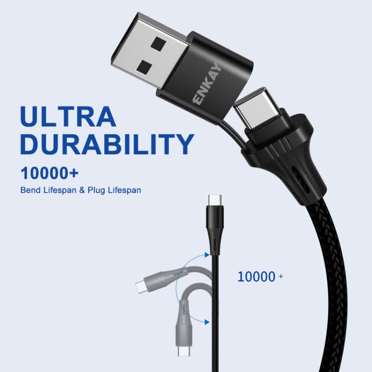 ENKAY PD100W 2 in 1 USB-A / USB-C to Type-C 5A Fast Charging Cable, Length: 1m -  by ENKAY | Online Shopping UK | buy2fix