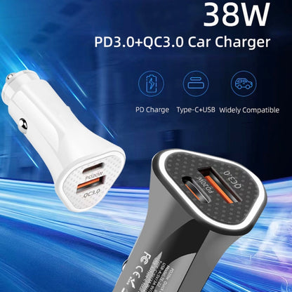 TE-P23 38W PD 20W USB-C / Type-C + QC3. 0 USB Triangle Car Charger + USB to Micro USB Data Cable, Length: 1m(Black) - In Car by buy2fix | Online Shopping UK | buy2fix