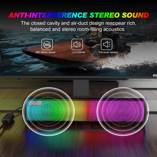 Q9 10W USB Soundbar Home Theater PC Surround Sound Box Wired Computer Speaker with RGB Light by buy2fix