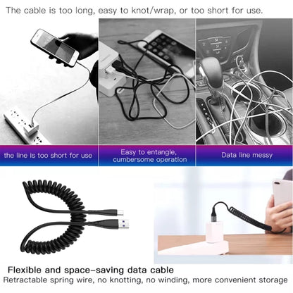 USB to Micro USB 1.5m Spring Telescopic Mobile Phone Fast Charging Data Cable -  by buy2fix | Online Shopping UK | buy2fix