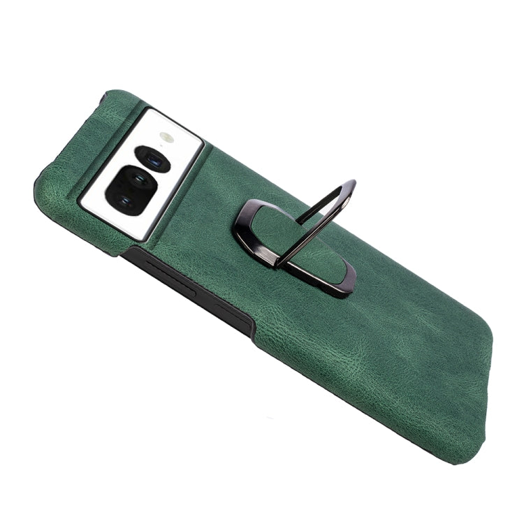 For Google Pixel 7 Ring Holder PU Phone Case(Dark Green) by buy2fix