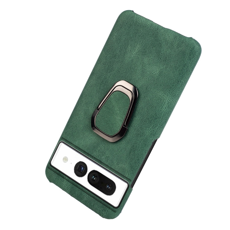 For Google Pixel 7 Ring Holder PU Phone Case(Dark Green) by buy2fix