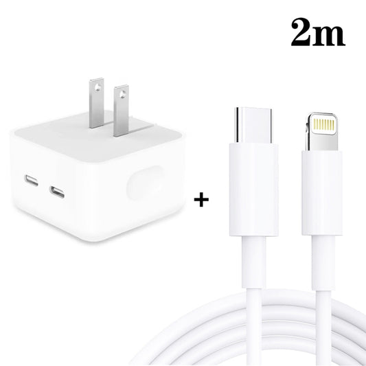 SDC-40W Dual PD USB-C / Type-C Ports Charger with 2m Type-C to 8 Pin Data Cable, US Plug - Apple Accessories by buy2fix | Online Shopping UK | buy2fix