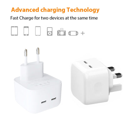 SDC-40W Dual PD USB-C / Type-C Ports Charger with 1.5m Type-C to 8 Pin Data Cable, EU Plug - Apple Accessories by buy2fix | Online Shopping UK | buy2fix