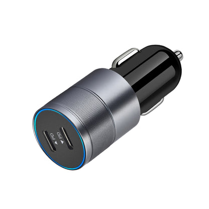 Dual PD 3.0 40W Type-C Car charger with 1m Type-C to Type-C Data Cable(Grey) - In Car by buy2fix | Online Shopping UK | buy2fix