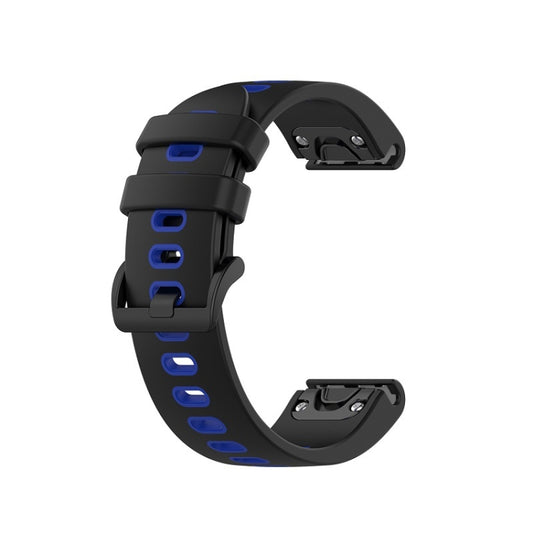 For Garmin Approach S62 22mm Silicone Sports Two-Color Watch Band(Black+Blue) by buy2fix
