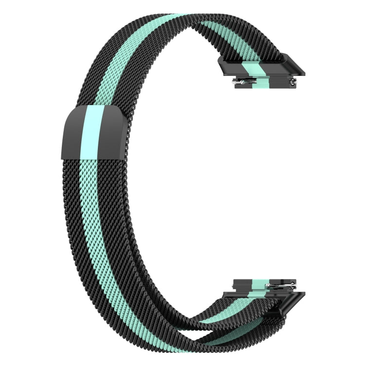 For Huawei Band 7 Milan Magnetic Watch Band(Black+Green) by buy2fix