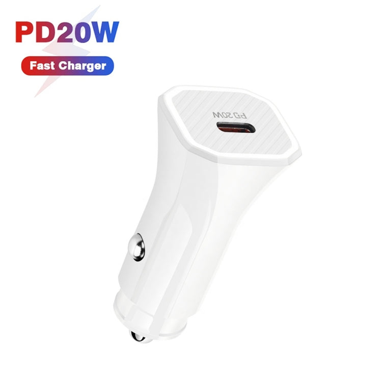 TE-P2 PD 20W Type-C Interface Car Charger(White) - In Car by buy2fix | Online Shopping UK | buy2fix