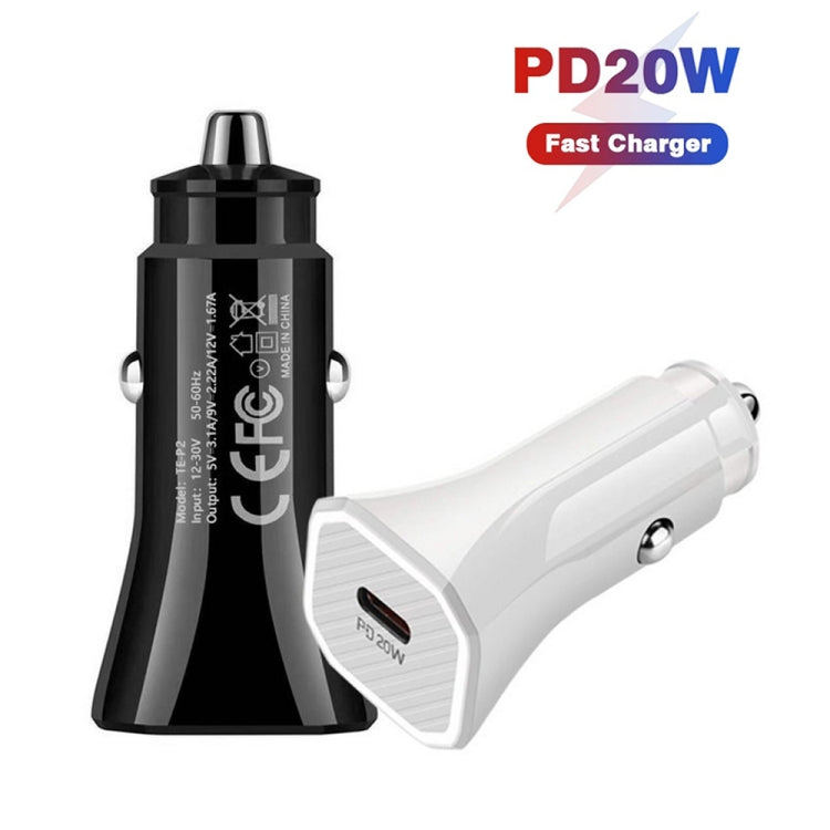 TE-P2 PD 20W Type-C Interface Car Charger(White) - In Car by buy2fix | Online Shopping UK | buy2fix