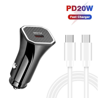 TE-P2 PD20W USB-C / Type-C Car Charger with Type-C to Type-C Data Cable(Black) - Car Charger by buy2fix | Online Shopping UK | buy2fix