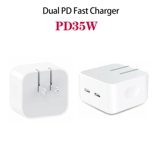 PD 35W Dual USB-C / Type-C Ports Charger for iPhone / iPad Series, US Plug by buy2fix